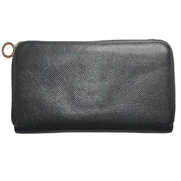Bulgari Black Leather Accordion Long Zip Around Wallet - Picture 1 of 13